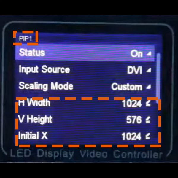PIP1 Novastar vx1000 LED Processor Settings Window