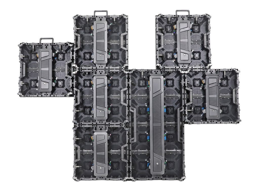 EagerLED illustration showing mixed square and tall C6 rental LED cabinets