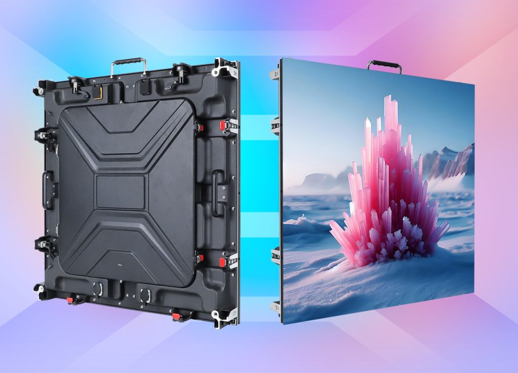 EA640C3 LED screen cabinet shown from the front and rear