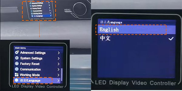 Novastar vx1000 Video Wall Processor Setting Language