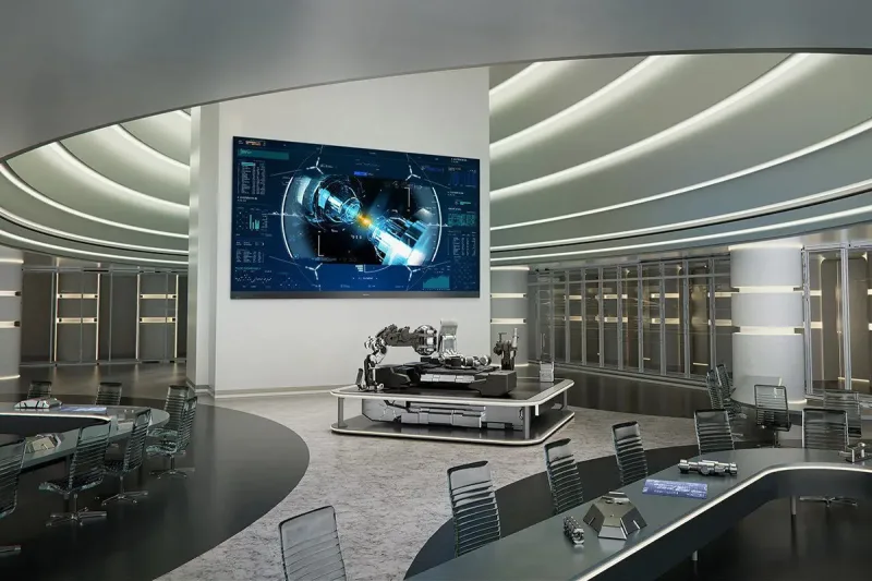 Fine-pitch 4K indoor LED wall displaying detailed video content