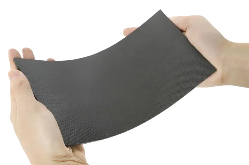 Curved EagerLED flexible LED screen showing a seamless indoor image