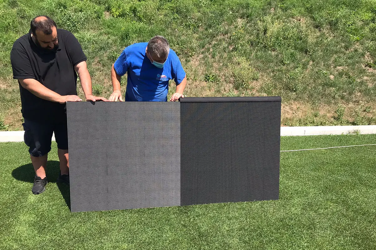 Two different stadium screens