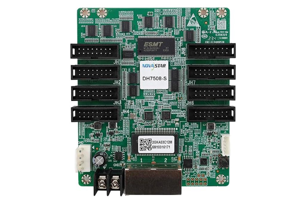 NovaStar DH7508-S receiving card with model label and connection ports