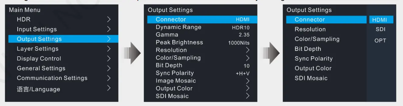 HDR Master 4K Input Output Settings