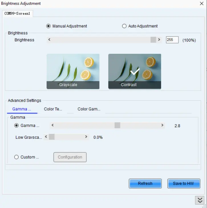 Manual brightness adjustment