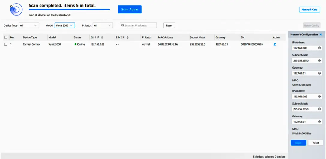 Vunit 3000 Change IP Information Vunit 3000 Change IP Information