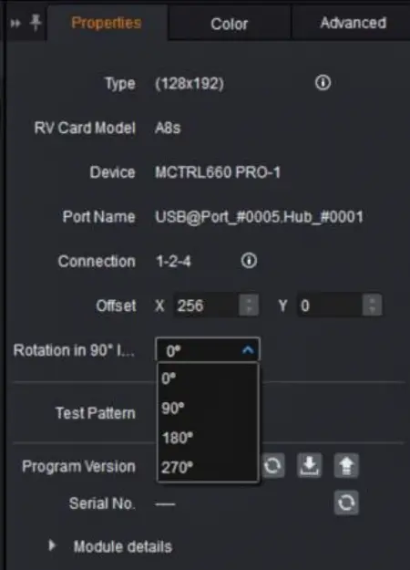 Rotation in 90° increments