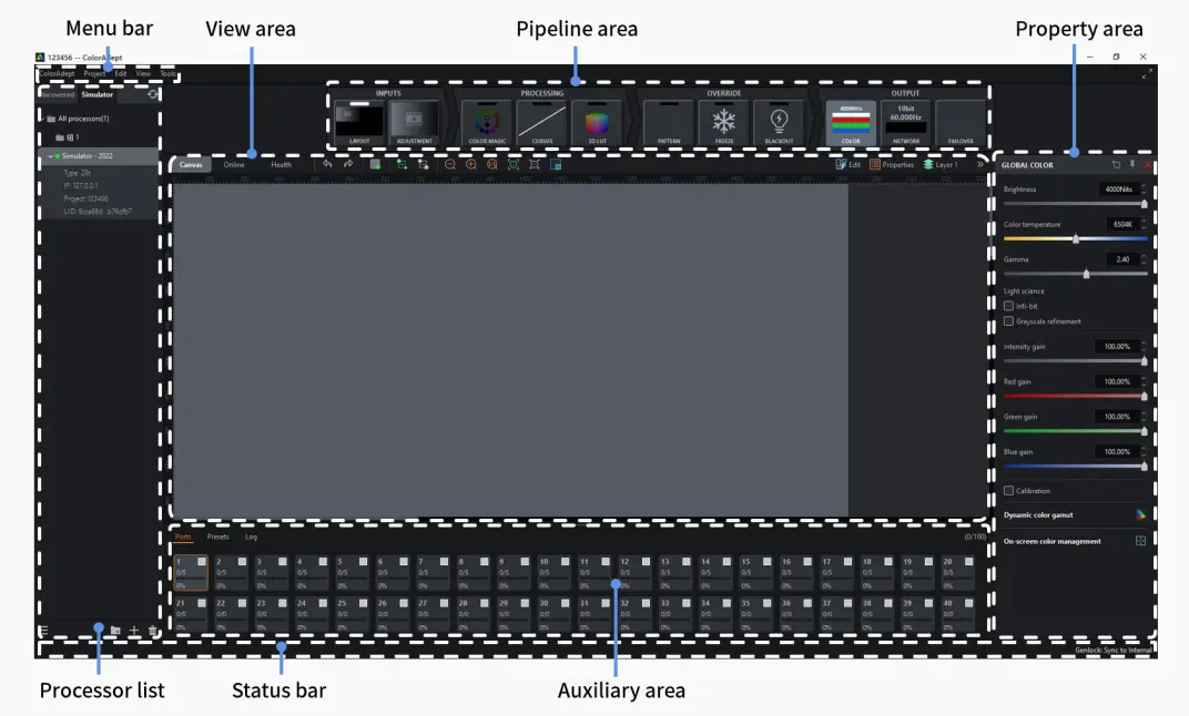 Colorlight Z8t software main interface