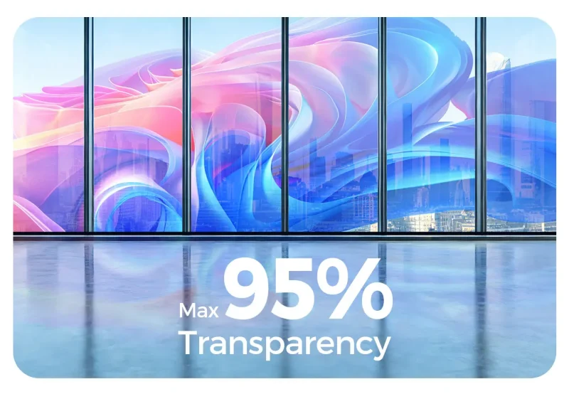 EA-iFilm2 promotional glass-display illustration labelled maximum 95 percent transparency