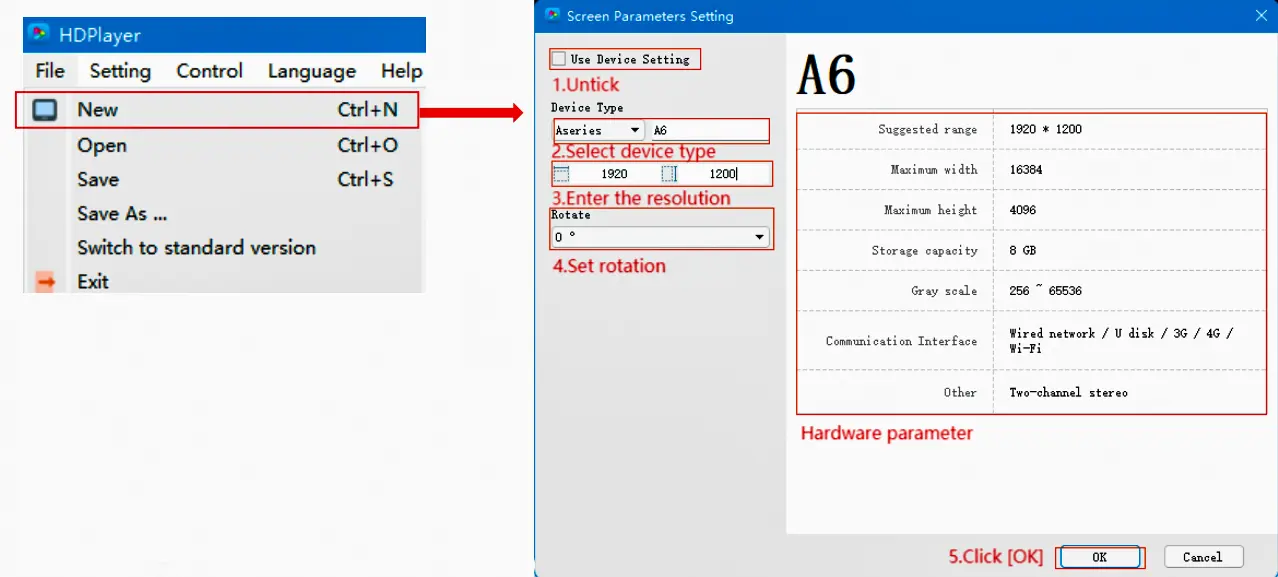 Huidu HD-A8 Create New Screen
