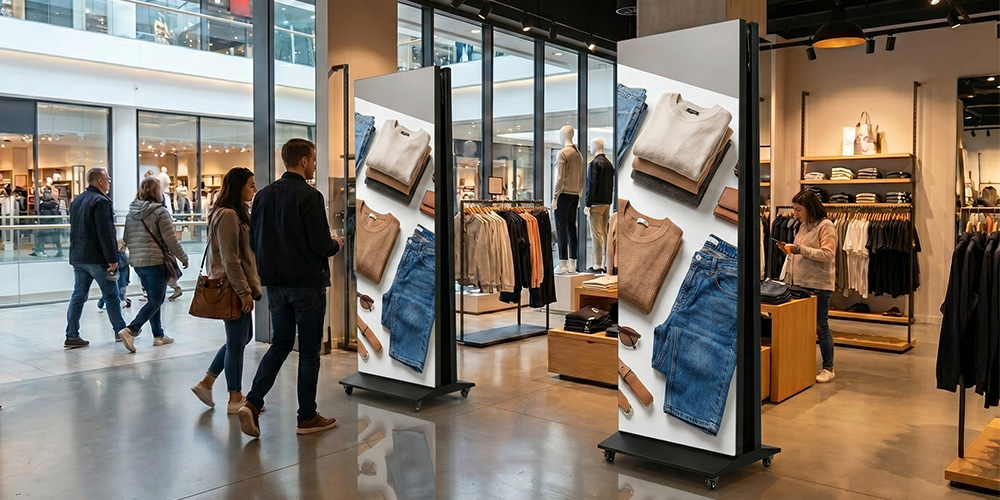 Single retail LED poster display that can use a Huidu B6L controller for promotions