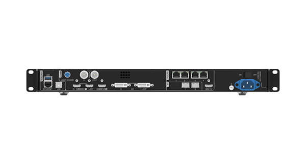 NOVA VX400 图1 - LED Screen Board - LED Screen Board Rear panel of a rack-mount network appliance with Ethernet ports, serial/console ports, USB, and a blue IEC power inlet.