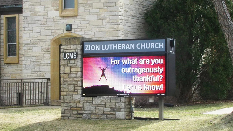Church-LED-Screen-3 - LED Screen Board Outdoor digital church notice board showing a congregation message