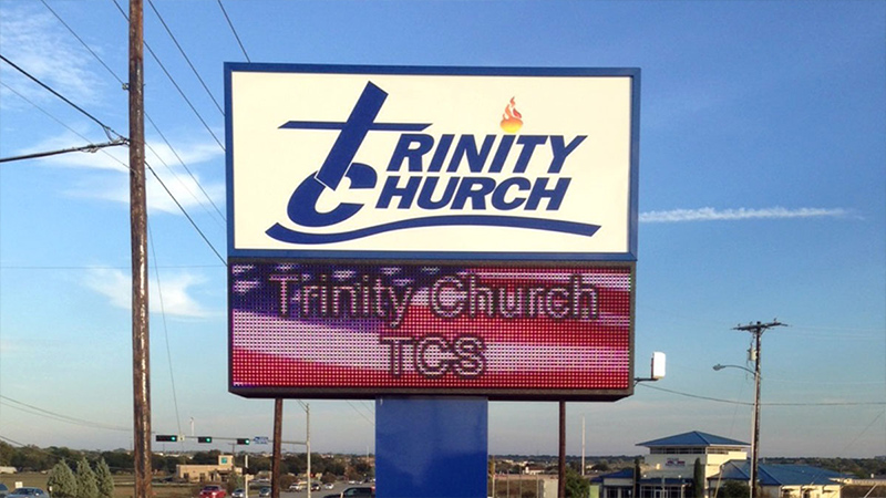 Church-LED-Screen-4 - LED Screen Board Outdoor church LED sign displaying service information at Trinity Church