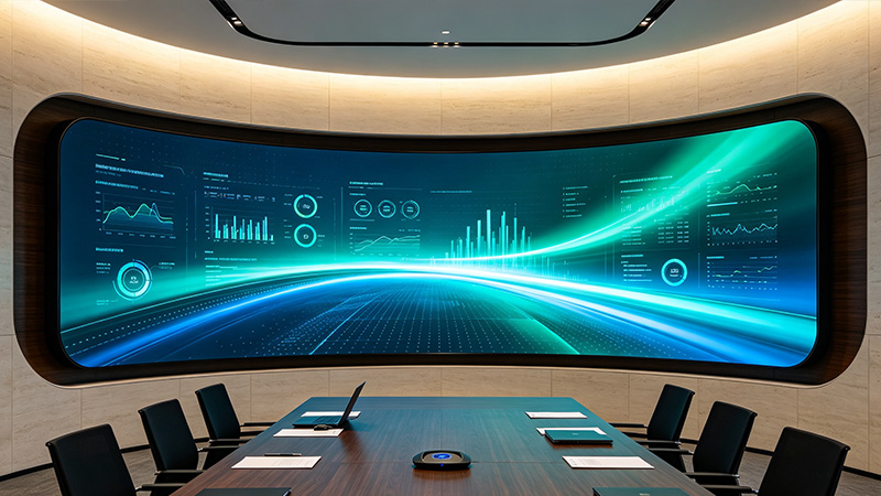 Conference-Room-LED-Display-2 - LED Screen Board Wall-mounted LED display in a medium-size meeting room