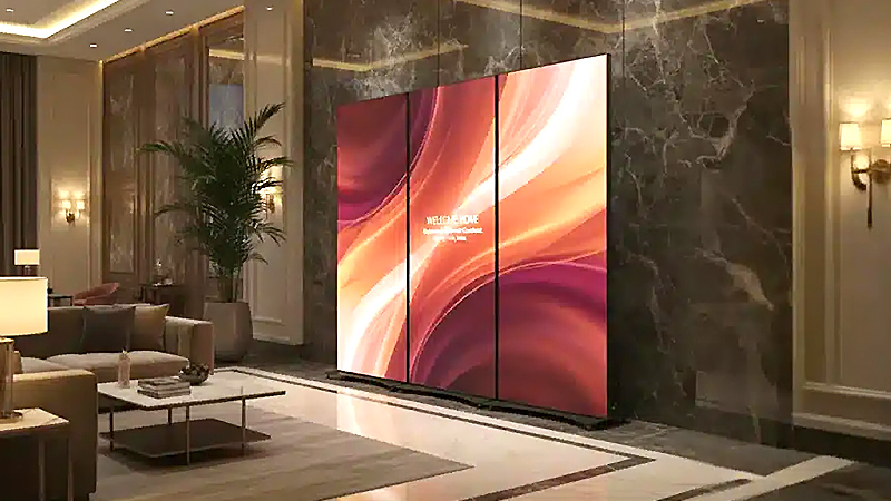 Digital-Retail-Signage-1 - LED Screen Board Three-panel LED video wall used as a high-resolution digital retail display