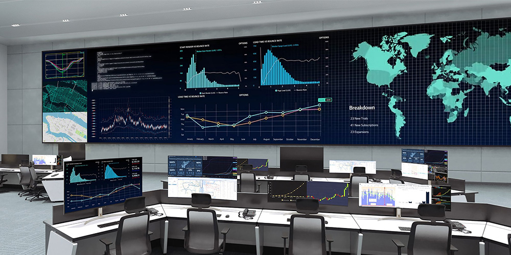 Fine-pitch modular LED video wall in a 24-hour control room