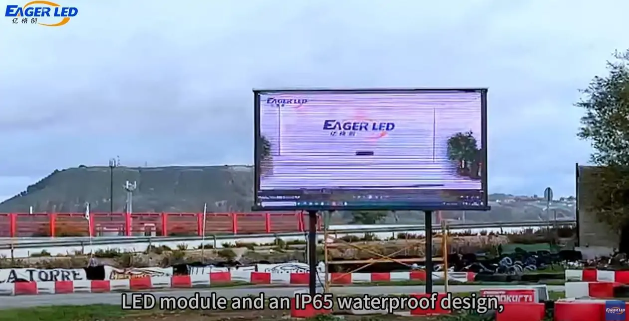 outdoor-led-advertising-board-roadside-installation - LED Screen Board - LED Screen Board Roadside installation of an outdoor advertising screen on a steel structure