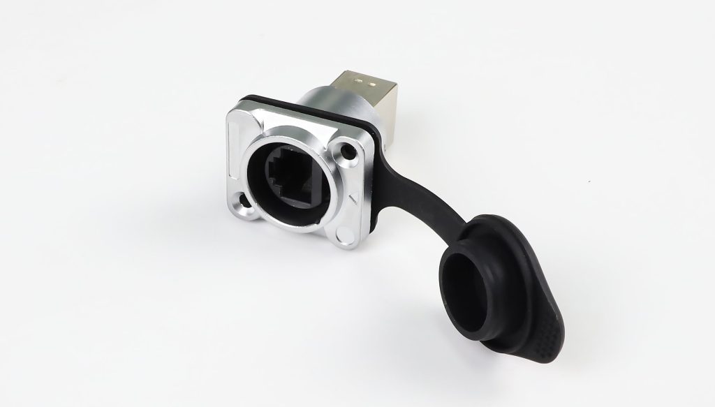 EagerLED outdoor LED screen signal socket with protective cap, product photograph