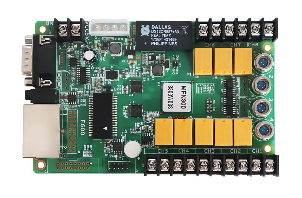 MFN300 multifunction card with four round light sensor connectors on the right side