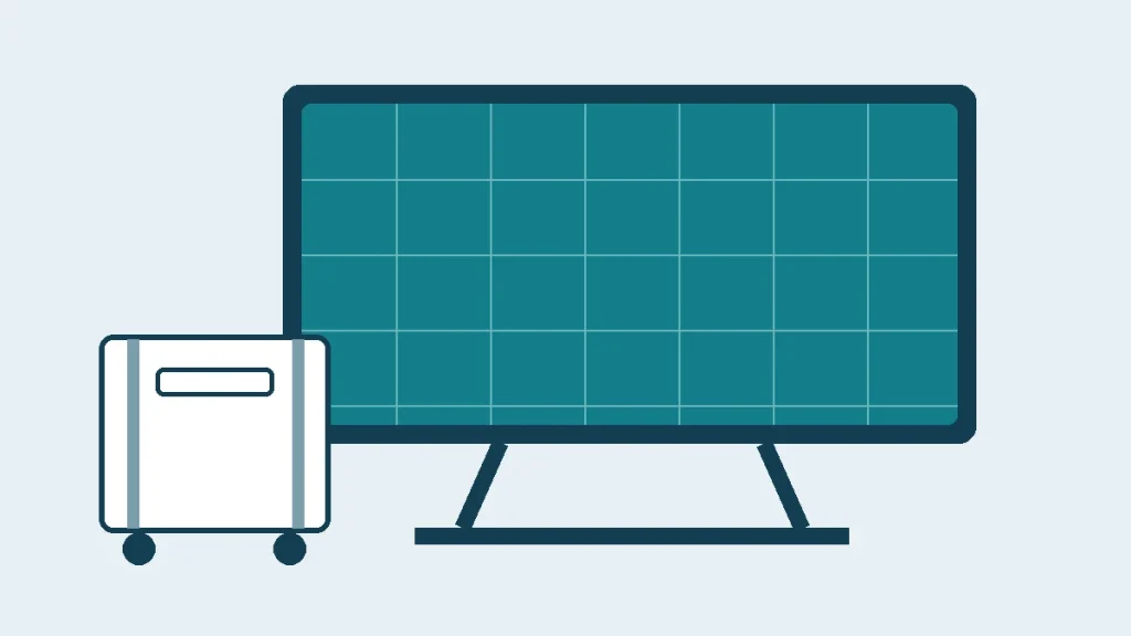 Illustrative rental LED screen and transport case, not an installation photograph